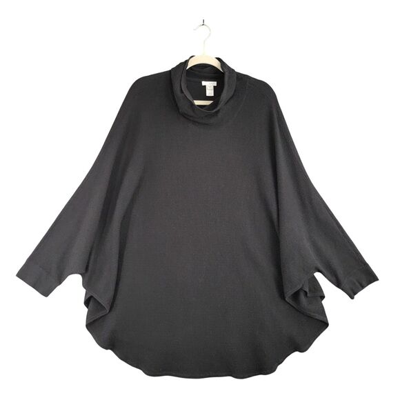 J. Jill Sweaters - PURE JILL Black Waffle Thermal Dolman Turtleneck Top Lagenlook M/L MEDIUM LARGE